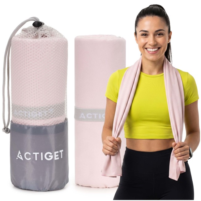 Спортивний рушник Actiget 180 x 100 см з мікрофібри ACT0198 Light Pink