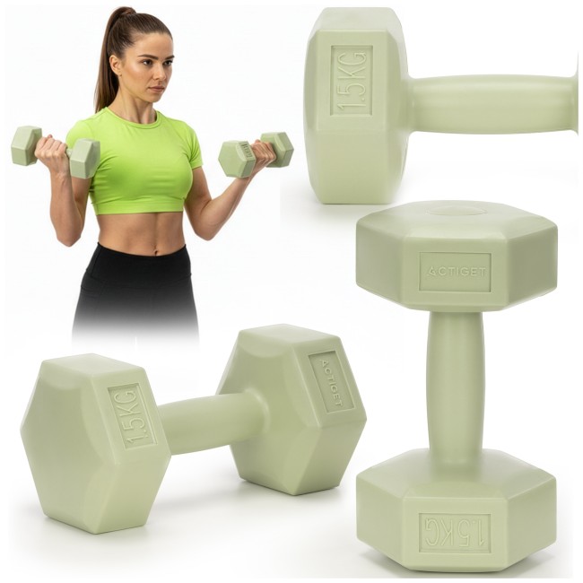 Гантелі для фітнесу Actiget Hex 2 x 1.5 кг ACT0157 Green