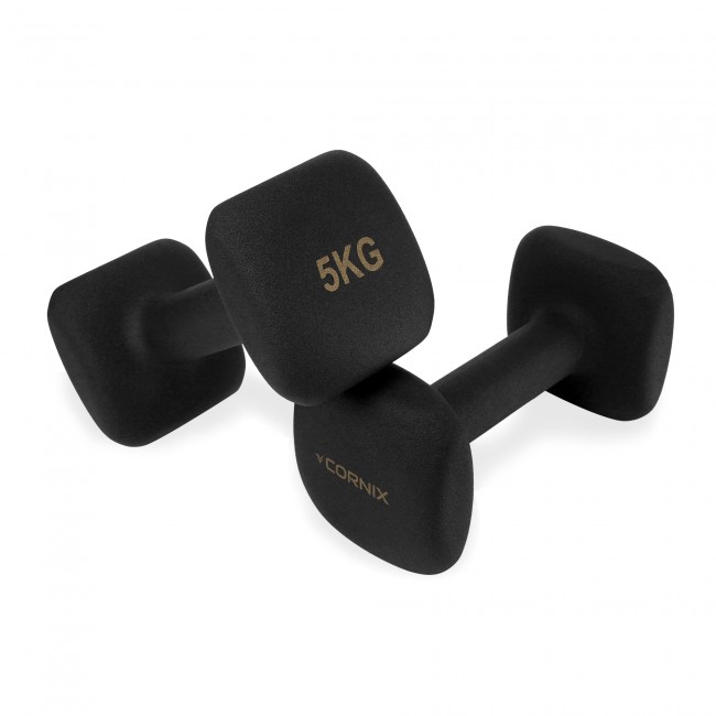 Гантели для фитнеса виниловые Cornix Square 2 x 5 кг XR-0410 Black