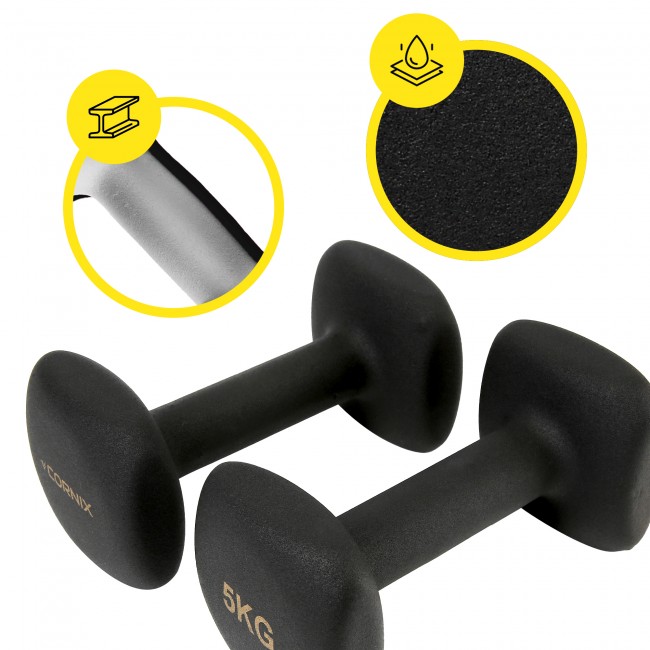 Гантели для фитнеса виниловые Cornix Square 2 x 5 кг XR-0410 Black