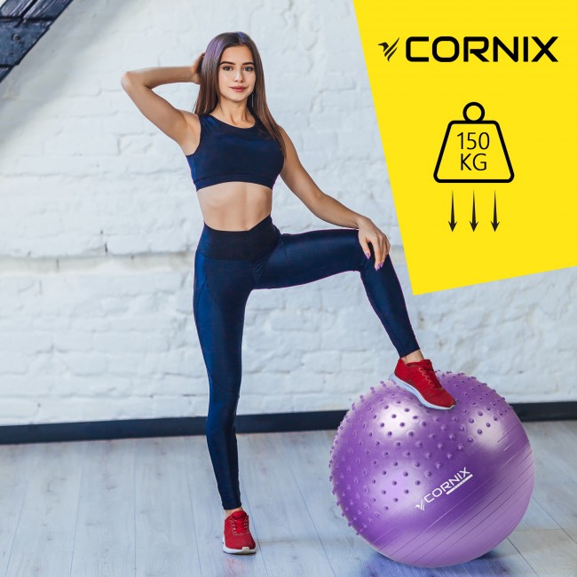 Мяч для фитнеса (фитбол) Cornix 55 см полумассажный Anti-Burst XR-0460 Violet