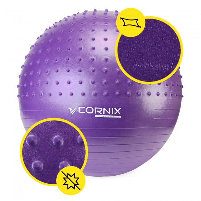 Мяч для фитнеса (фитбол) Cornix 55 см полумассажный Anti-Burst XR-0460 Violet