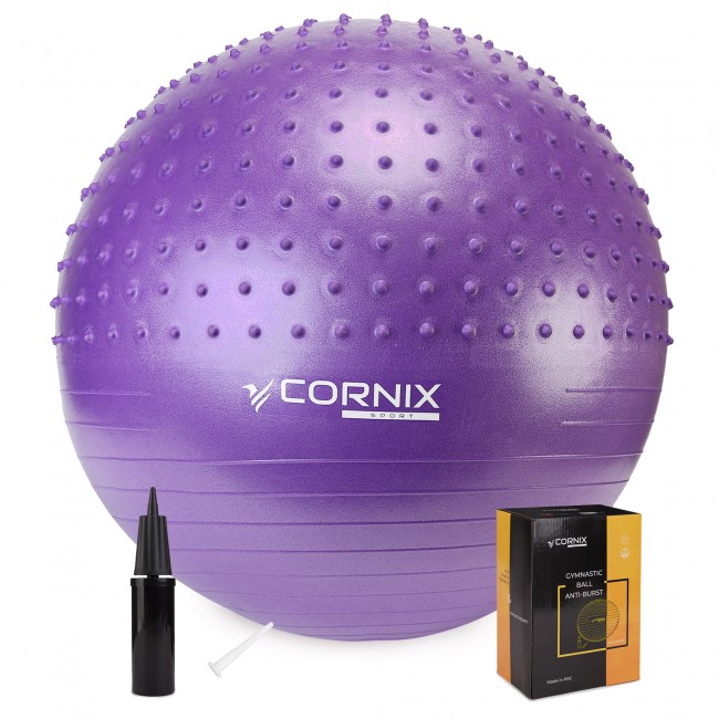 Мяч для фитнеса (фитбол) Cornix 55 см полумассажный Anti-Burst XR-0460 Violet