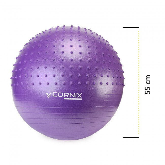 Мяч для фитнеса (фитбол) Cornix 55 см полумассажный Anti-Burst XR-0460 Violet