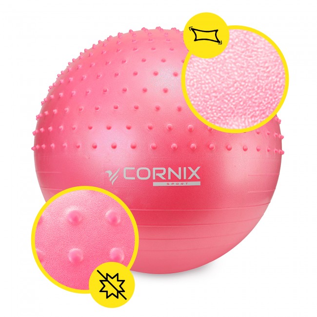 Мяч для фитнеса (фитбол) Cornix 65 см полумассажный Anti-Burst XR-0477 Pink