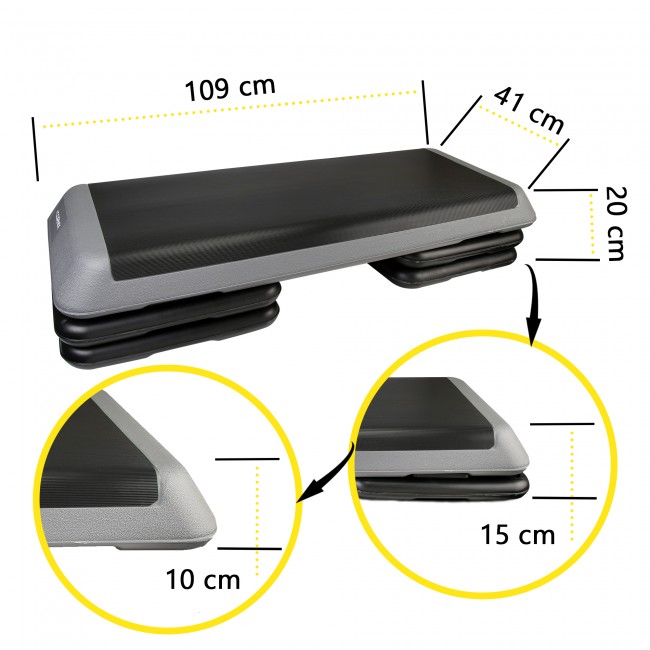 Степ-платформа 3-ступінчаста Cornix Pro 109 х 41 х 10-20 см XR-0403 Black/Grey