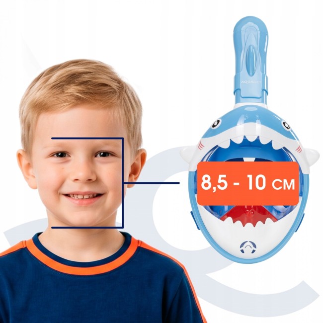 Полнолицевая детская маска для сноркелинга Aquaget Shark AQ0009 Sky Blue