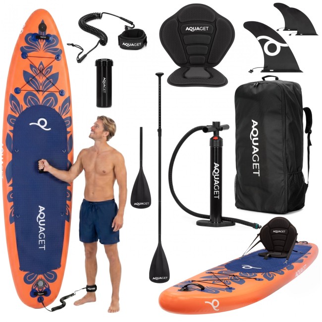 Надувная SUP доска (САП борд) Aquaget 350 см с веслом AQ0045 Orange/Navy Blue
