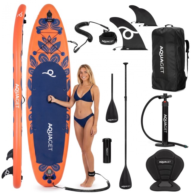 Надувная SUP доска (САП борд) Aquaget 350 см с веслом AQ0045 Orange/Navy Blue