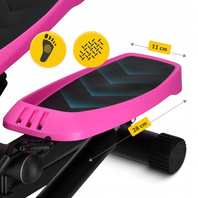 Степпер (міні-степпер) 4FIZJO Evo з еспандерами Black/Pink (P-5905973403870)