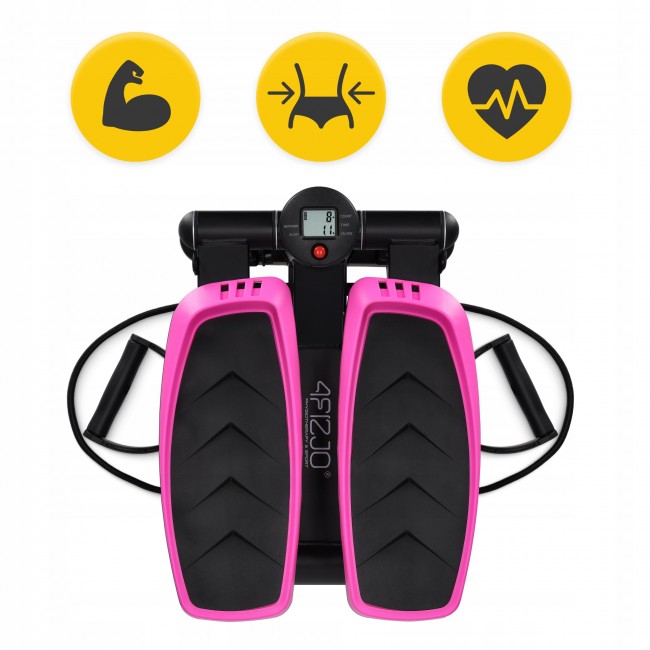 Степпер (міні-степпер) 4FIZJO Evo з еспандерами Black/Pink (P-5905973403870)