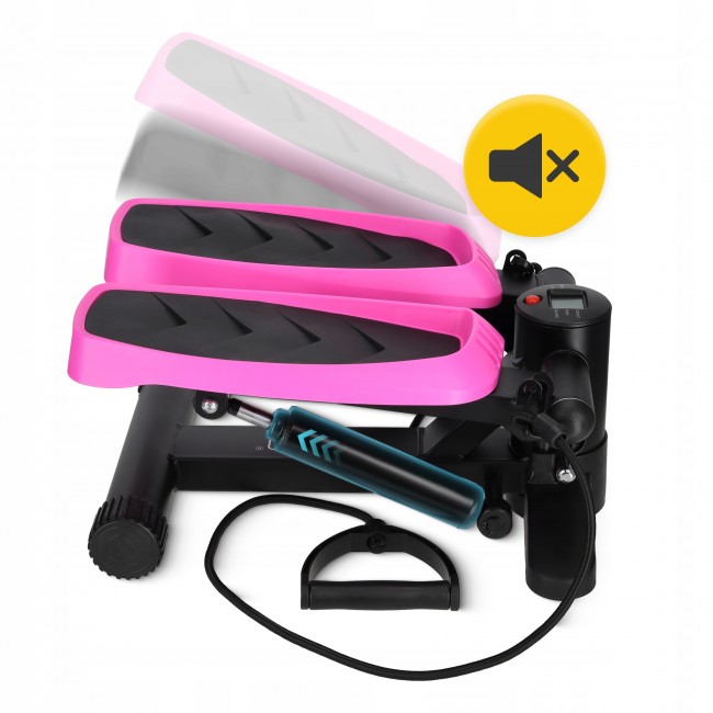 Степпер (міні-степпер) 4FIZJO Evo з еспандерами Black/Pink (P-5905973403870)