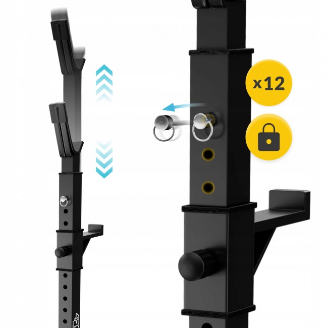 Стойки под штангу 4FIZJO Pro регулируемые, со страховкой Black (P-5905973402668)