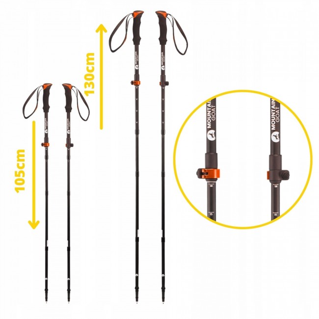 Трекинговые палки Mountain Goat Pro+ 43-130 см Black/Orange (P-5907739318251)