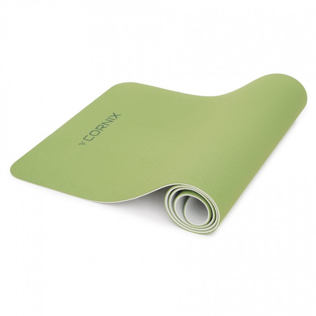 Килимок спортивний Cornix TPE 183 x 61 x 0.6 см для йоги XR-0008 Green/Grey