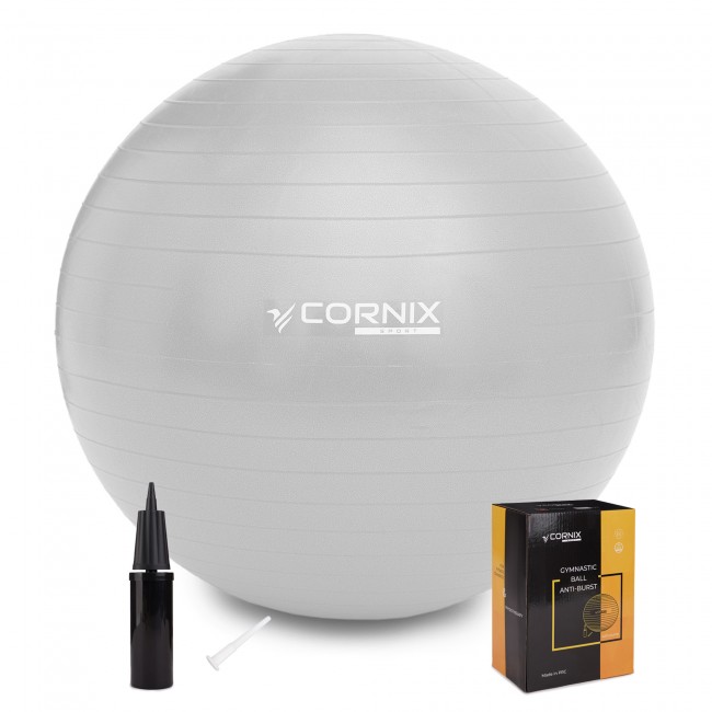 Мяч для фитнеса (фитбол) Cornix 55 см Anti-Burst XR-0359 Silver Мяч для фитнеса (фитбол) Cornix 55 см Anti-Burst XR-0359 Silver