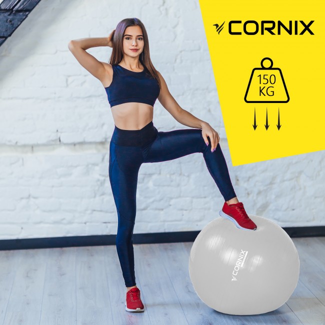Мяч для фитнеса (фитбол) Cornix 55 см Anti-Burst XR-0359 Silver