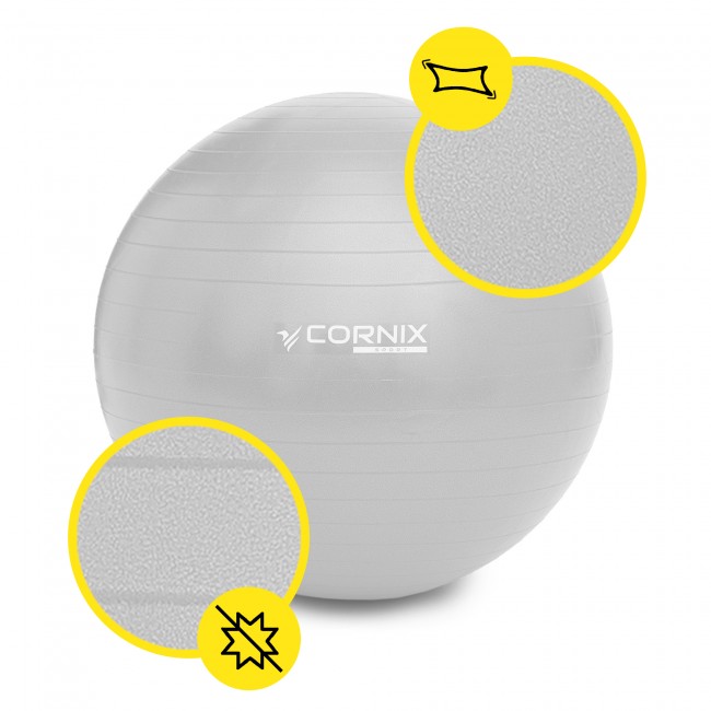 Мяч для фитнеса (фитбол) Cornix 55 см Anti-Burst XR-0359 Silver