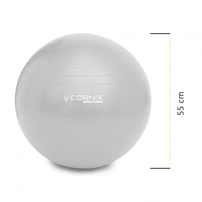 Мяч для фитнеса (фитбол) Cornix 55 см Anti-Burst XR-0359 Silver