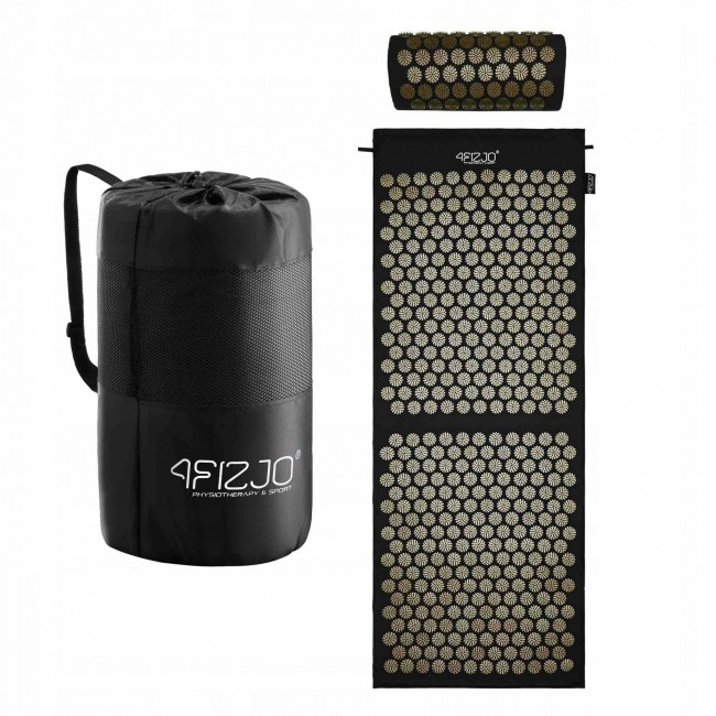 Коврик акупунктурный с валиком 4FIZJO Classic Mat XL Аппликатор Кузнецова Black/Gold (P-5907739315052)