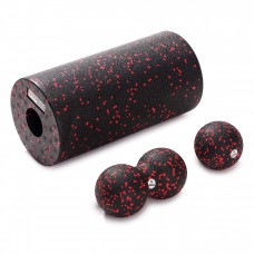 Массажный набор Cornix (мячик 8 см, двойной мячик 8 х 16 см и валик 30 х 15 см) XR-0080 Черный/Красный