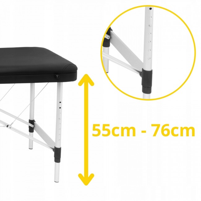 Масажний стіл складний 4FIZJO Massage Table Alu W70 Black (P-5907739318398)