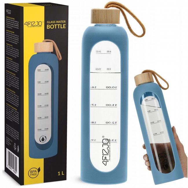 Бутылка для воды спортивная 4FIZJO 1000 мл стеклянная Blue (P-5905973403894) Бутылка для воды спортивная 4FIZJO 1000 мл стеклянная Blue (P-5905973403894)