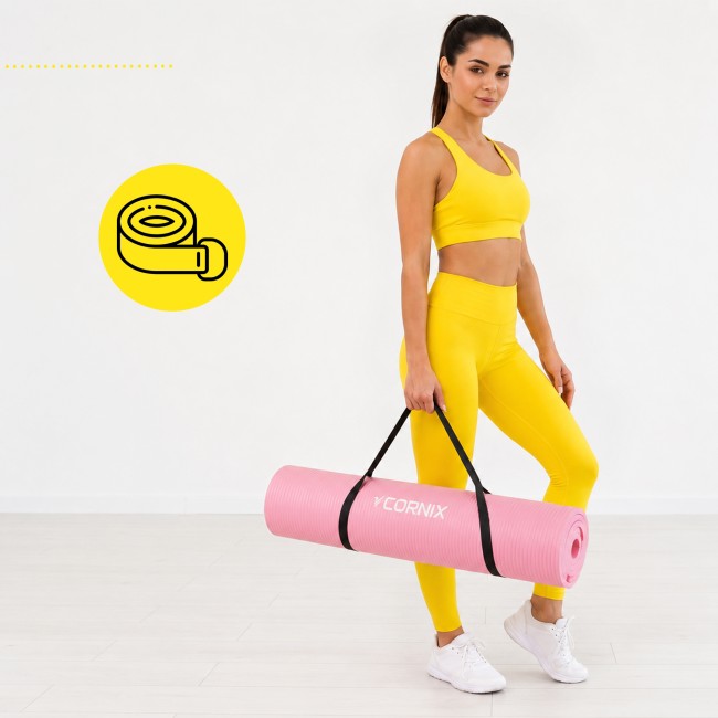 Коврик спортивный Cornix NBR XL 190 x 100 x 1.5 cм для йоги и фитнеса XR-0500 Pink