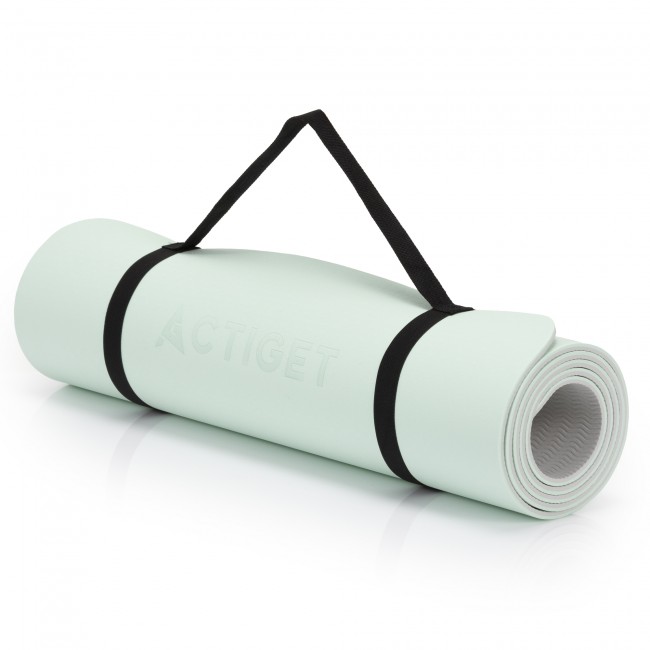 Коврик спортивный Actiget TPE 183 x 61 x 0.6 см для йоги и фитнеса ACT0024 Mint/Grey