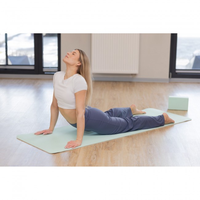 Коврик спортивный Actiget TPE 183 x 61 x 0.6 см для йоги и фитнеса ACT0024 Mint/Grey
