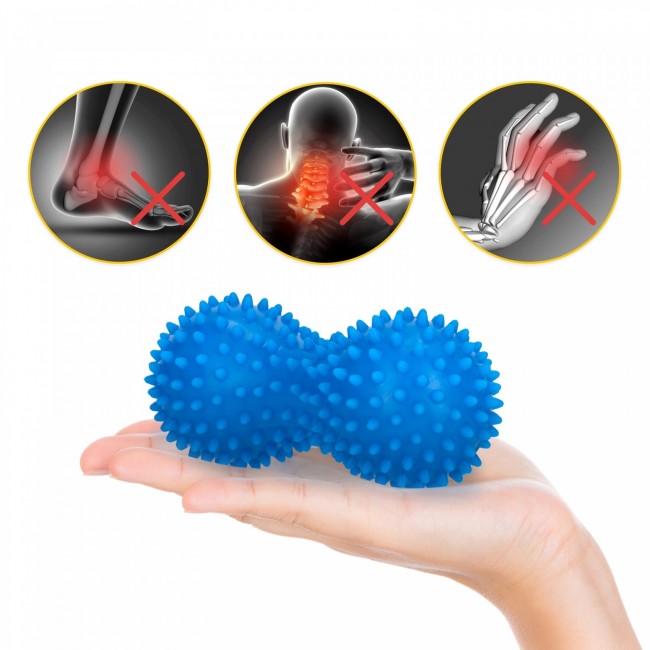 Массажный мяч двойной с шипами 4FIZJO Spike+ 7 x 16 см Blue (P-5905973403337)