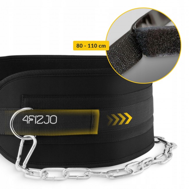 Пояс атлетический для отягощения 4FIZJO Dip Belt 80 см Black (P-5905973402255)