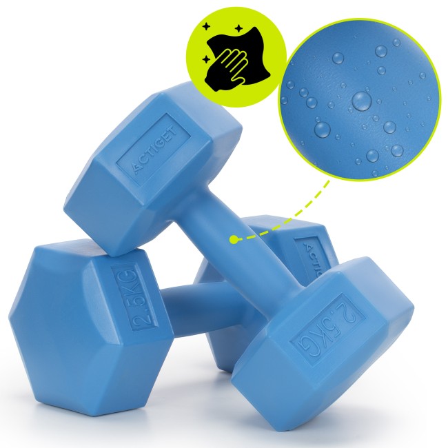 Гантелі для фітнесу Actiget Hex 2 x 2.5 кг ACT0160 Blue