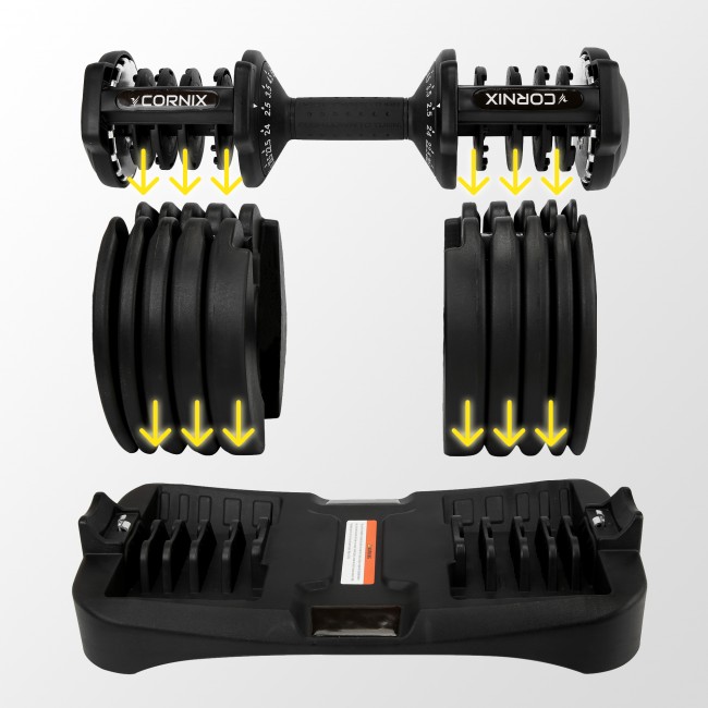Гантель з регульованою вагою Cornix 2.5-24 кг XR-0405 Black