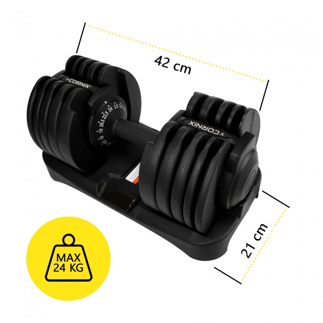 Гантель з регульованою вагою Cornix 2.5-24 кг XR-0405 Black