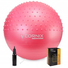 М'яч для фітнесу (фітбол) Cornix 55 см напівмасажний Anti-Burst XR-0461 Pink
