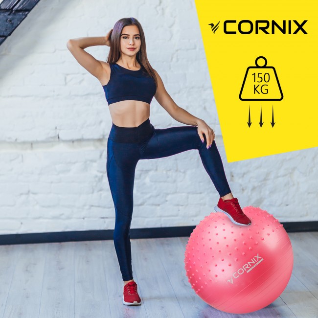 Мяч для фитнеса (фитбол) Cornix 55 см полумассажный Anti-Burst XR-0461 Pink