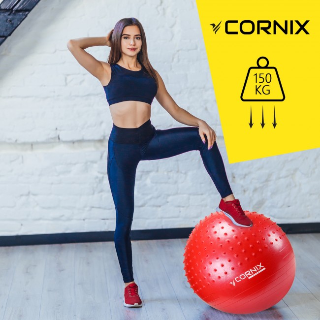 Мяч для фитнеса (фитбол) Cornix 65 см полумассажный Anti-Burst XR-0478 Red