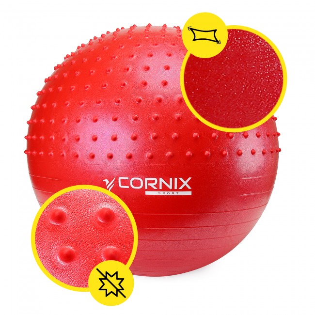 Мяч для фитнеса (фитбол) Cornix 65 см полумассажный Anti-Burst XR-0478 Red