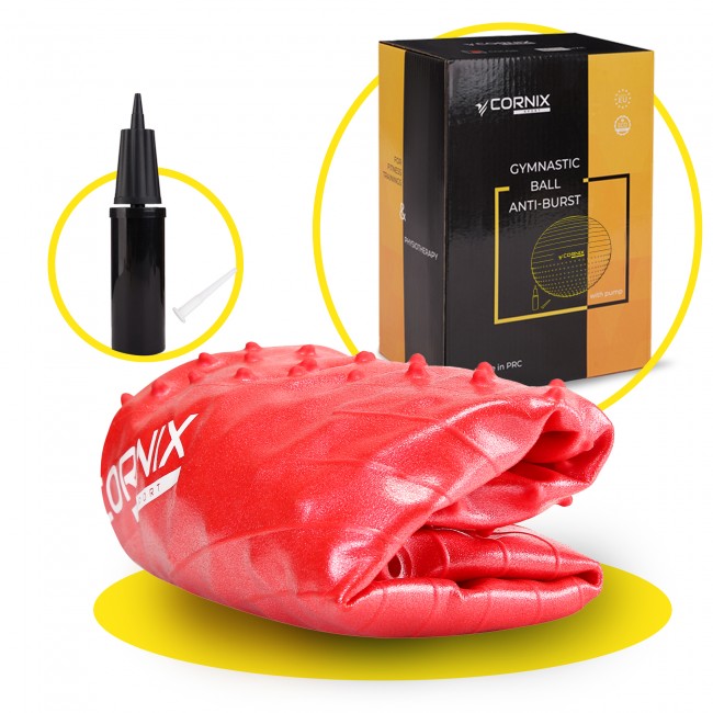 Мяч для фитнеса (фитбол) Cornix 65 см полумассажный Anti-Burst XR-0478 Red