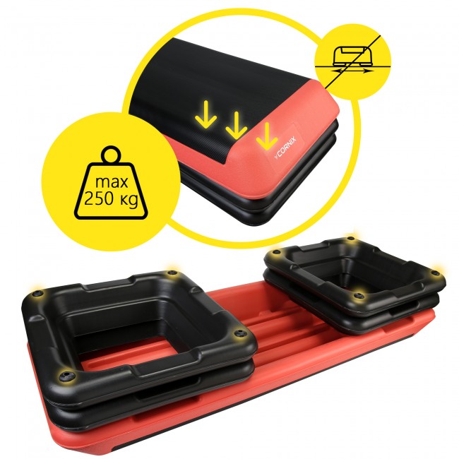 Степ-платформа 3-ступінчаста Cornix Pro 109 х 41 х 10-20 см XR-0404 Black/Red