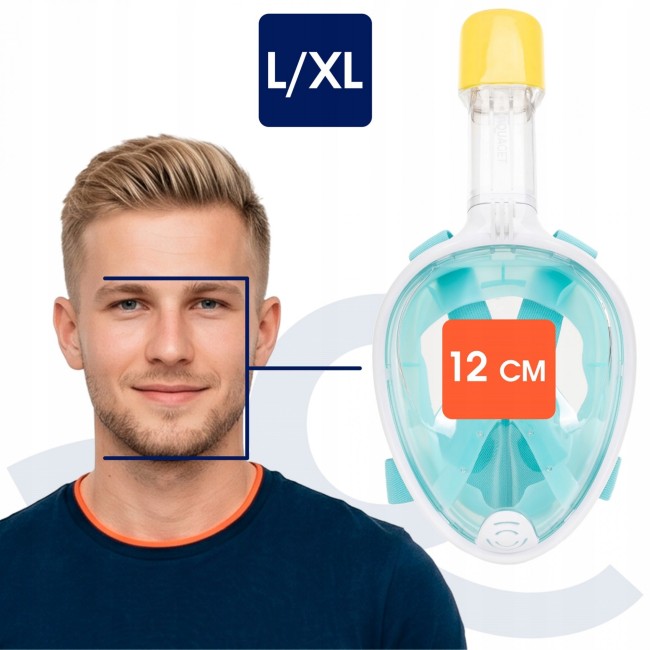 Полнолицевая маска для сноркелинга Aquaget Size L/XL AQ0002 Sky Blue/White