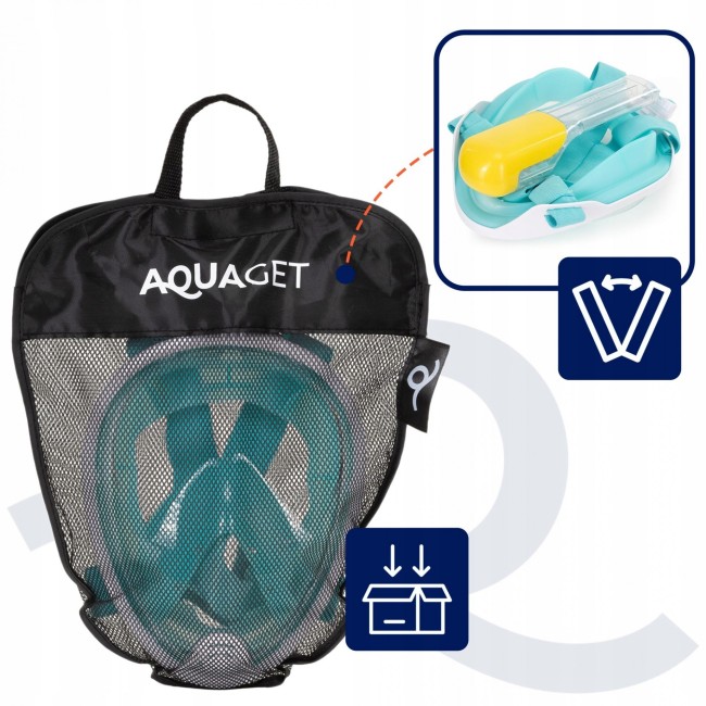 Полнолицевая маска для сноркелинга Aquaget Size L/XL AQ0002 Sky Blue/White