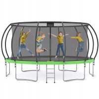 Батут с внутренней сеткой 4FIZJO PRO 16FT 496 см Black/Green (P-5907739319241)