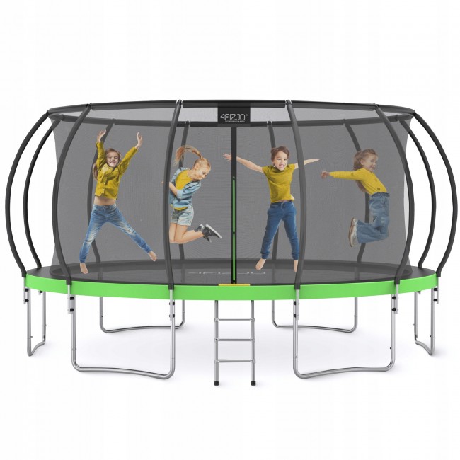 Батут с внутренней сеткой 4FIZJO PRO 16FT 496 см Black/Green (P-5907739319241)