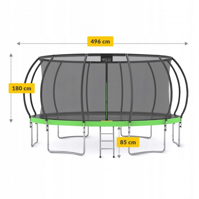 Батут с внутренней сеткой 4FIZJO PRO 16FT 496 см Black/Green (P-5907739319241)