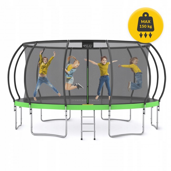 Батут с внутренней сеткой 4FIZJO PRO 16FT 496 см Black/Green (P-5907739319241)