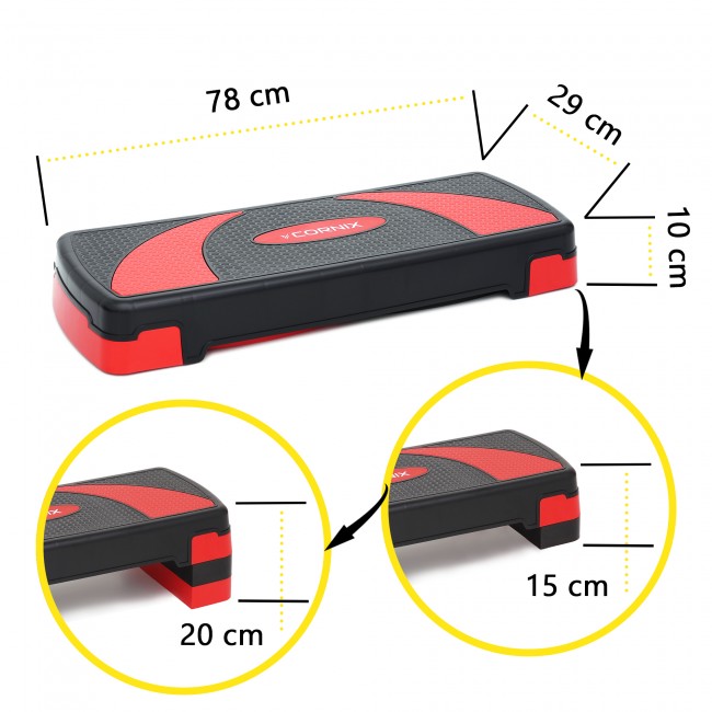 Степ-платформа 3-ступенчатая Cornix 78 х 29 х 10-20 см XR-0185 Black/Red