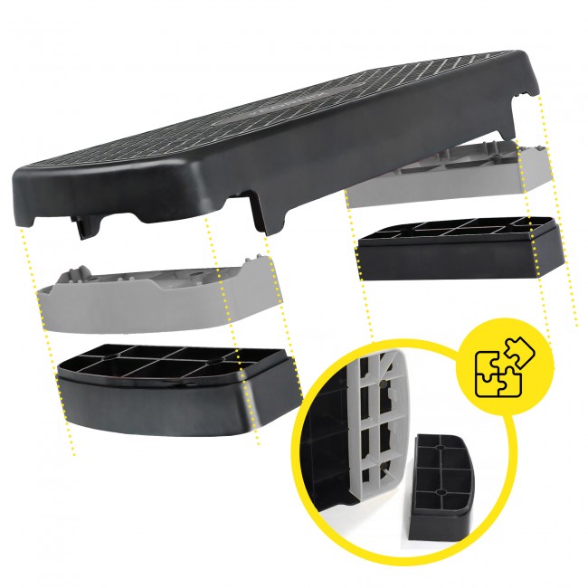 Степ-платформа 2-ступінчаста Cornix 68 х 28 х 10-15 см XR-0189 Black/Grey