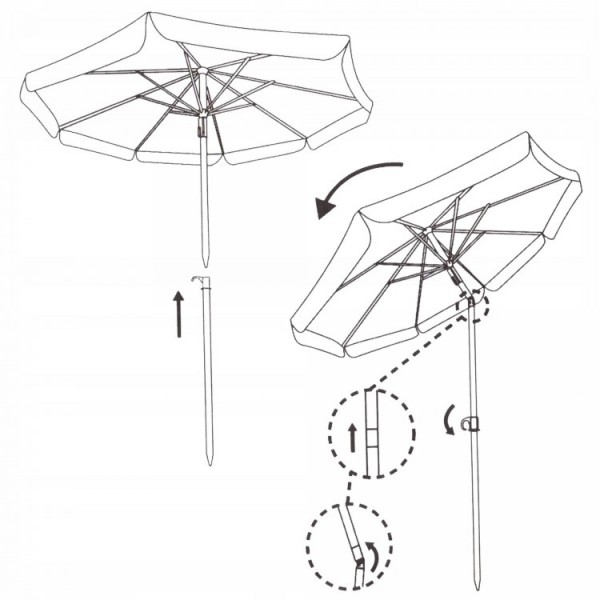 Пляжний парасолька з регульованою висотою і нахилом Springos 180 см BU0008